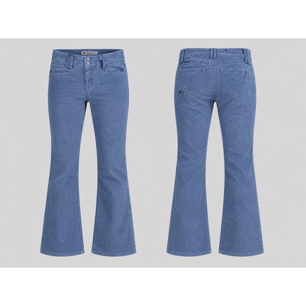 Vintage Gap Low Rise Corduroy Pants WOMENS 6 REG BLUE Curvy Bootcut Preppy Y2K